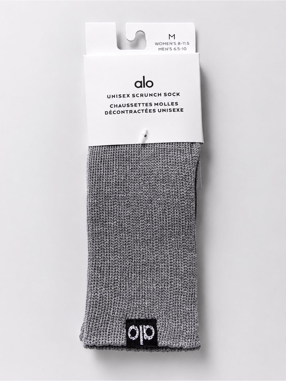 Alo Yoga Unisex Scrunch Socks Athletic Heather Grey Size Medium NWT Cozy Lounge